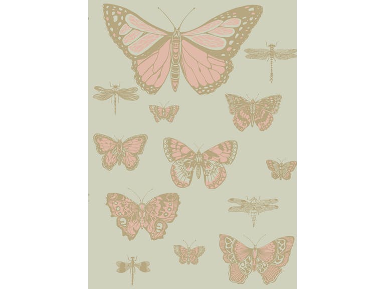 Cole & Son WP: Whimsical Butterflies & Dragonflies 103/15063.CS.0 Pink on Olive