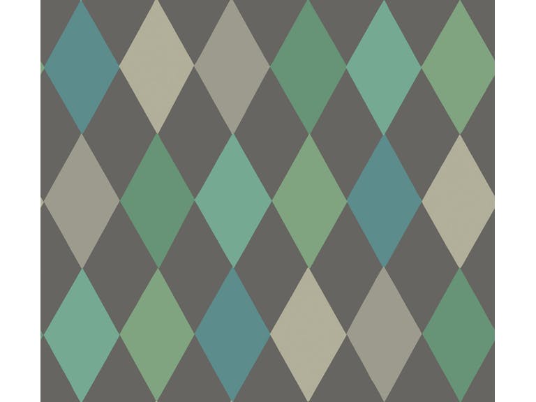 Cole & Son WP: Whimsical Punchinello 103/2007.CS.0 Teal on Charcoal