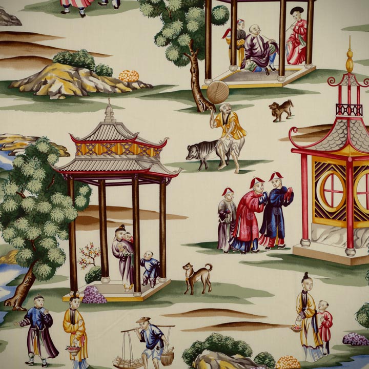 Scalamandre: Shanghai Cotton Print SC 0001 16264 Multi on Cream