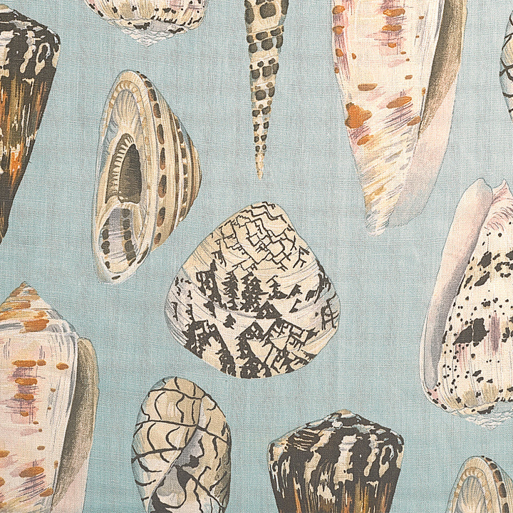 Scalamandre: Coquina Linen Print SC 0001 16397 Multi on Sea Blue