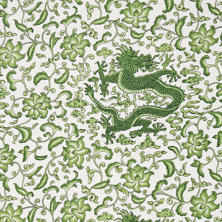Scalamandre: Chi'en Dragon Linen Print SC 0002 16558 Jade