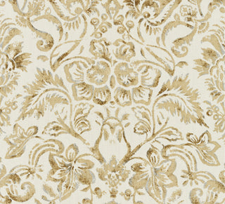 Scalamandre: Mansfield Damask Print SC 0001 16598 Ivory & Burnished Gold