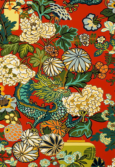 Schumacher: Chiang Mai Dragon Wallcovering 5001061 Lacquer