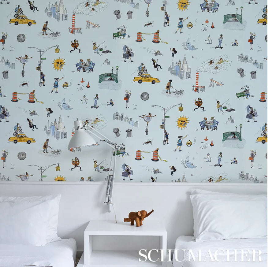 Schumacher WP: 5016172 Joana Avillez's Street Scenes in sky blue
