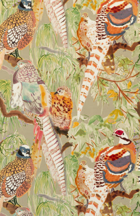 Mulberry Home: Game Birds Velvet FD268.K102.0 Stone Multi