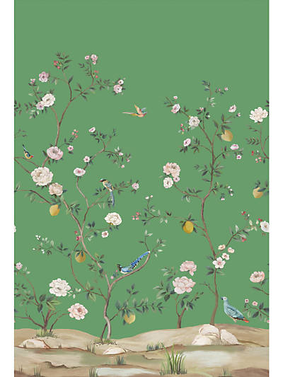 Scalamandre: Blossom Chinoiserie-Mural SC 1604 BLSM Vert Garden