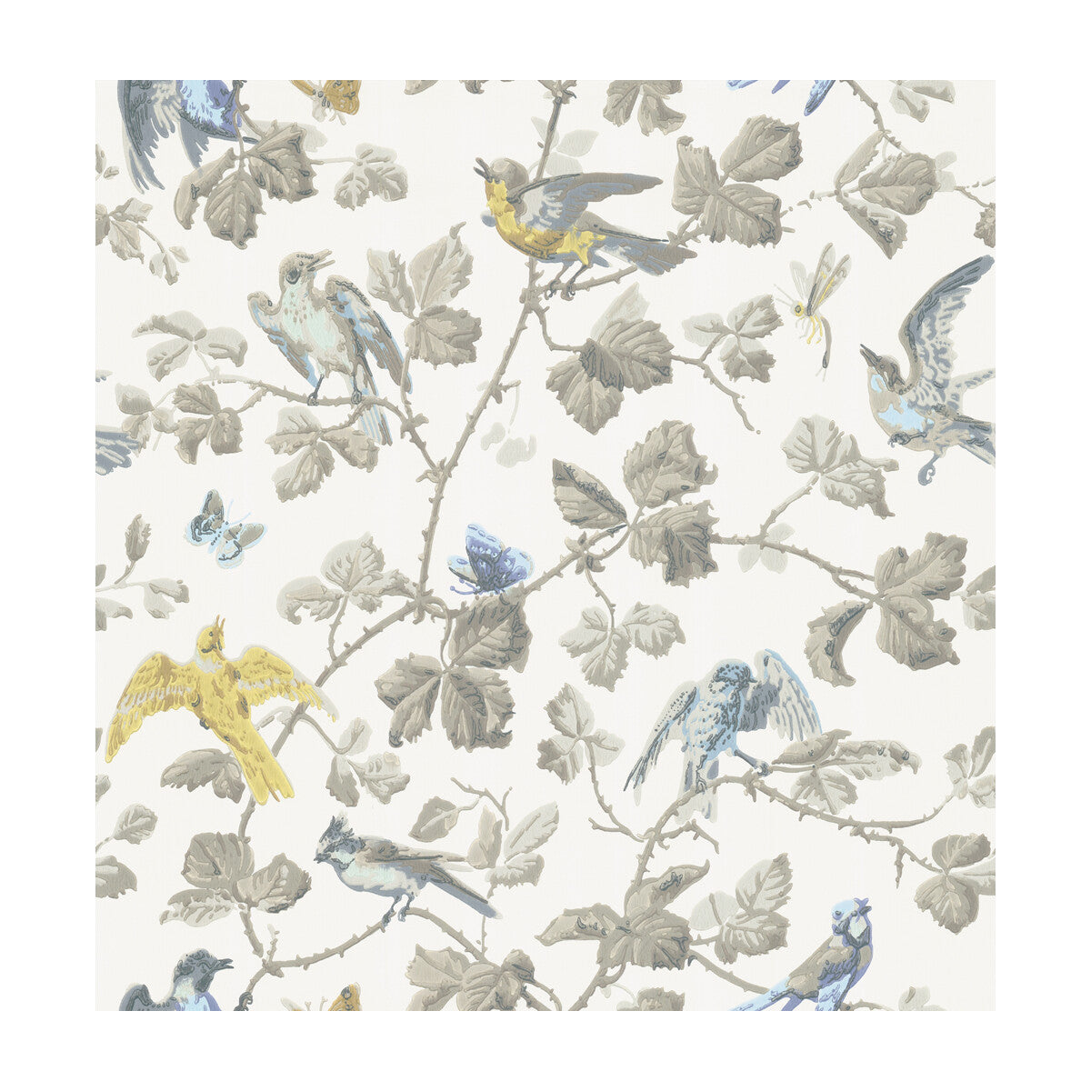 COLE & SON WINTER BIRDS YELLOW & GREY