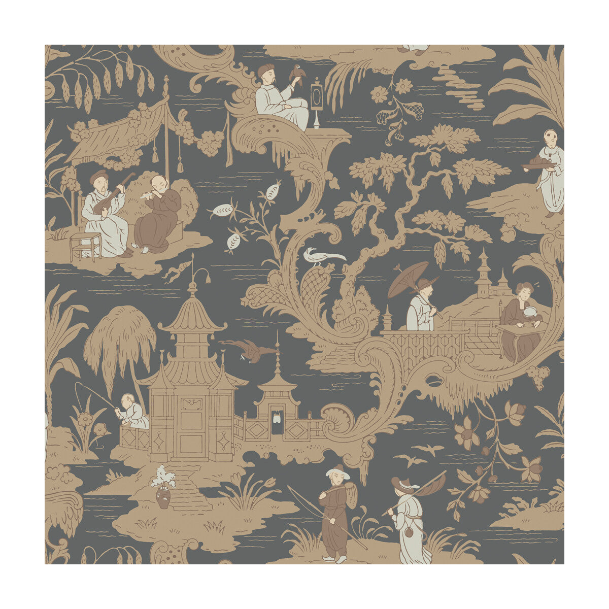 COLE & SON CHINESE TOILE CHARCOAL
