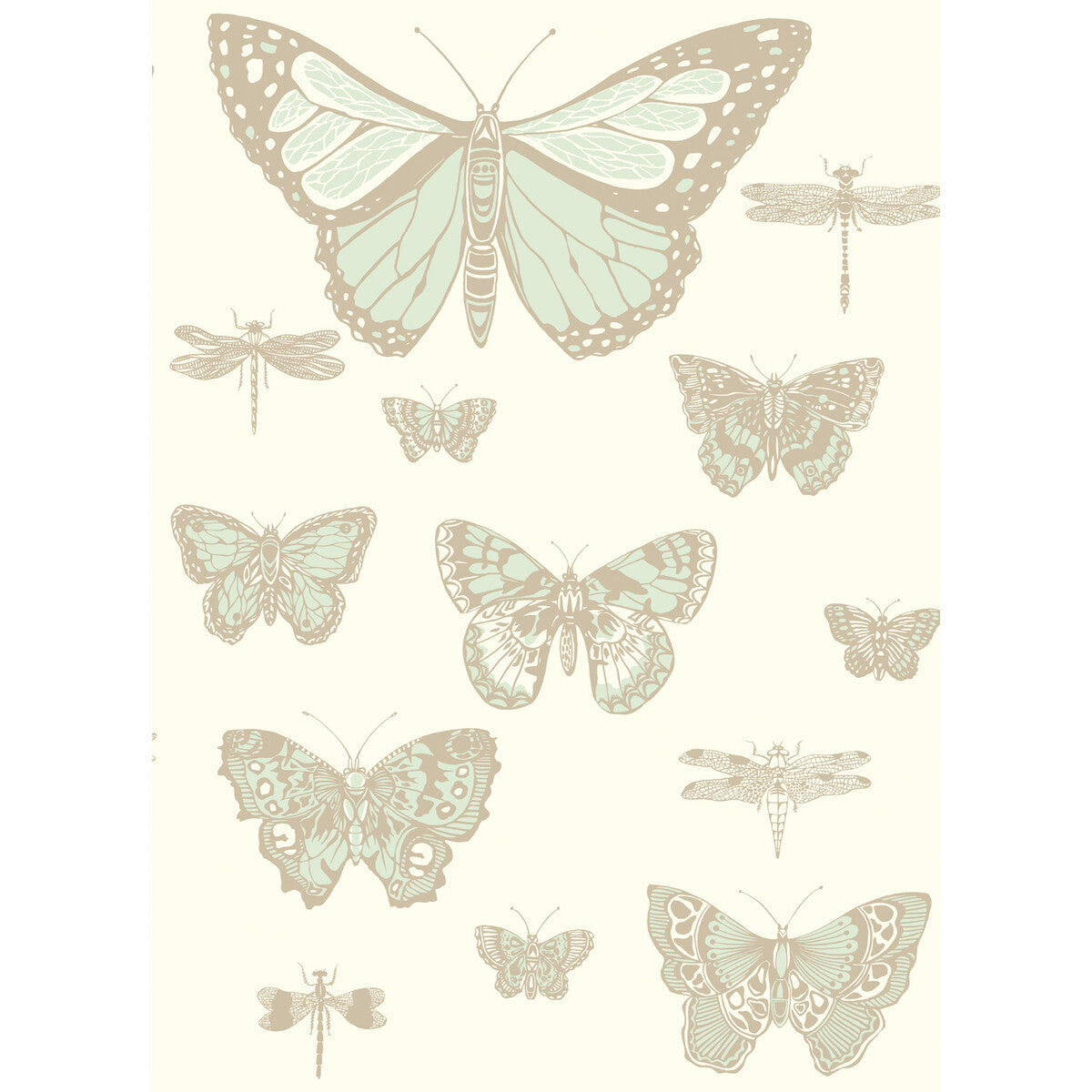 COLE & SON BUTTERFLIES & DRAGONFLIES DUCK EGG IVRY