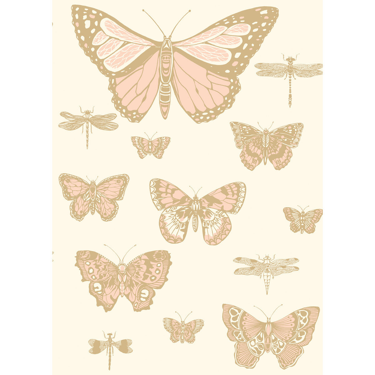 COLE & SON BUTTERFLIES & DRAGONFLIES PINK ON IVRY
