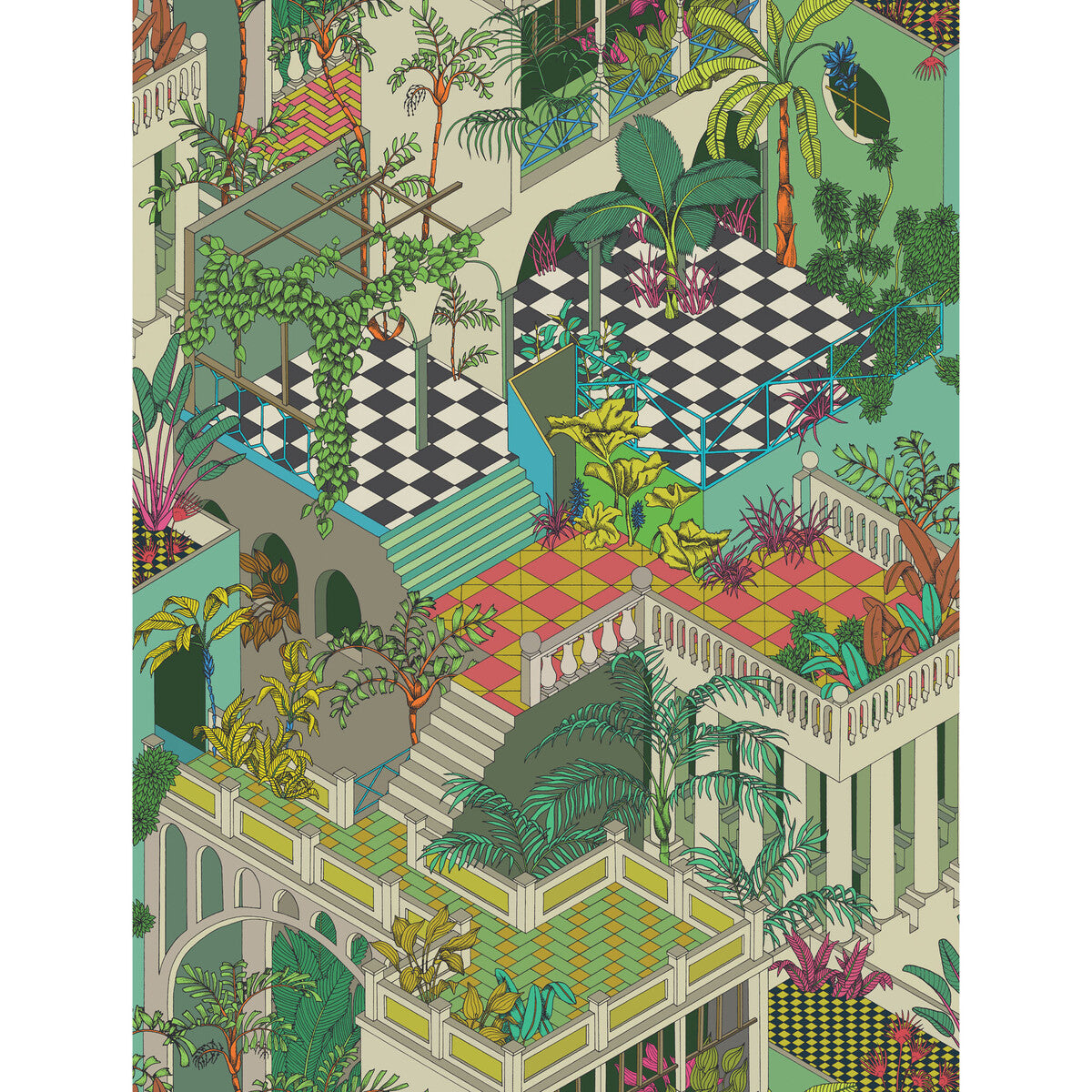 COLE & SON MIAMI GREEN AND CORAL