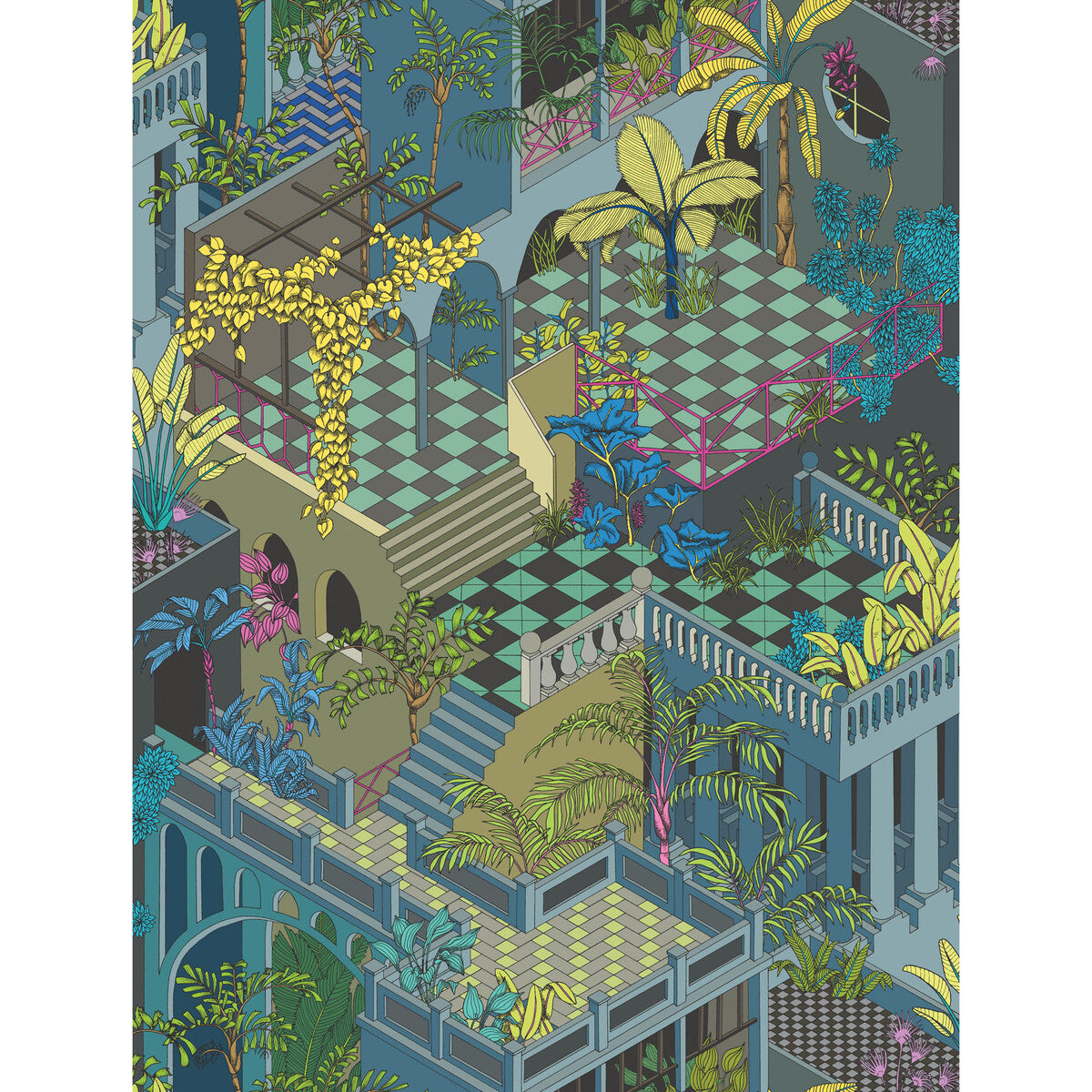 COLE & SON MIAMI NAVY AND PINK