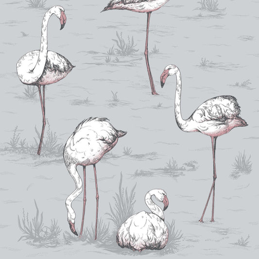 COLE & SON FLAMINGOS GREY