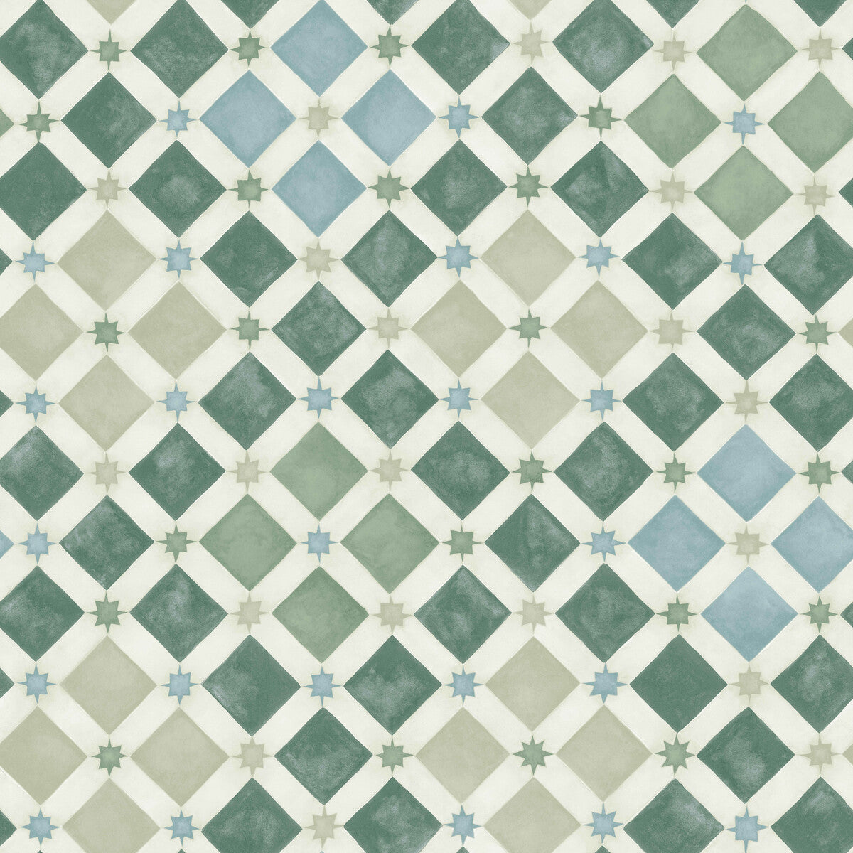 COLE & SON ZELLIGE OLIVE & PRINT ROOM BLUE
