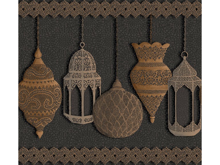 Cole & Son WP: Martyn Lawrence Bullard Fez 113/6015.CS.0 Silver & Bronze on Charcoal