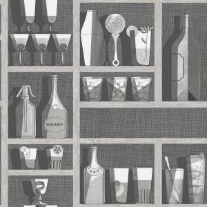 Cole & Son WP: Fornasetti Cocktails114/45 .CS.0 Soot/Snow