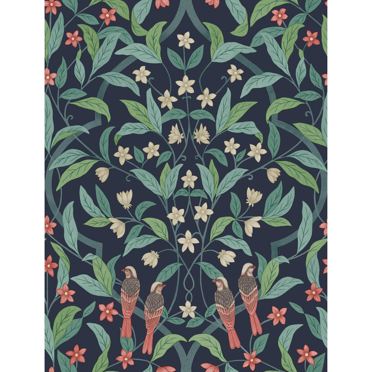 COLE & SON JASMINE & SERIN SYMPHONY CORAL/PETROL/INK