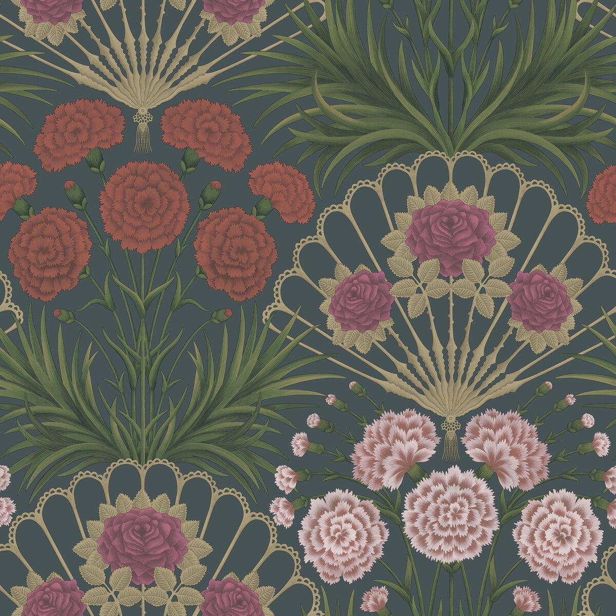 COLE & SON FLAMENCO FAN MAGENTA/RED/METALLIC GLVR/INK