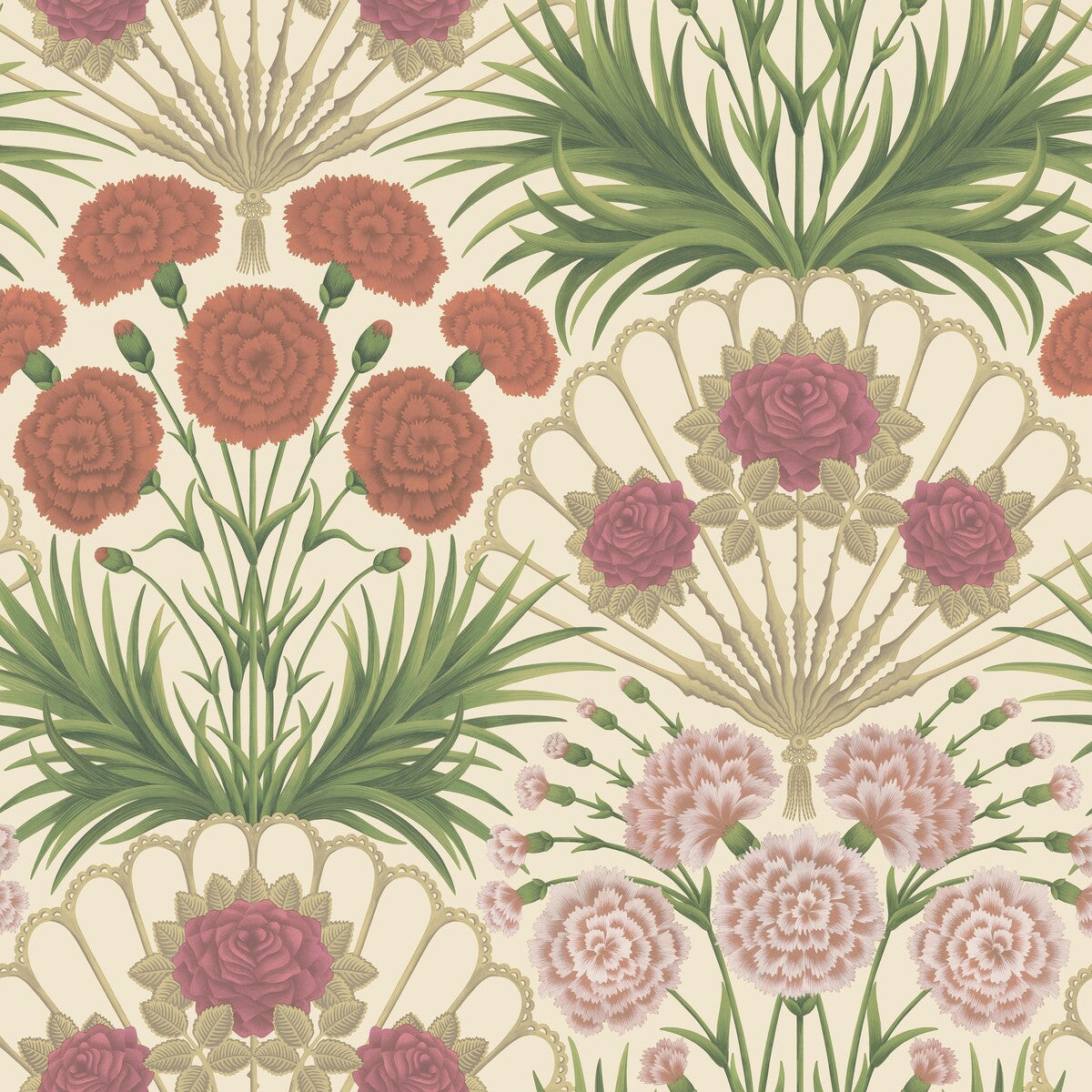 COLE & SON FLAMENCO FAN FUCHSIA/ROUGE/METAL GLD/CREAM