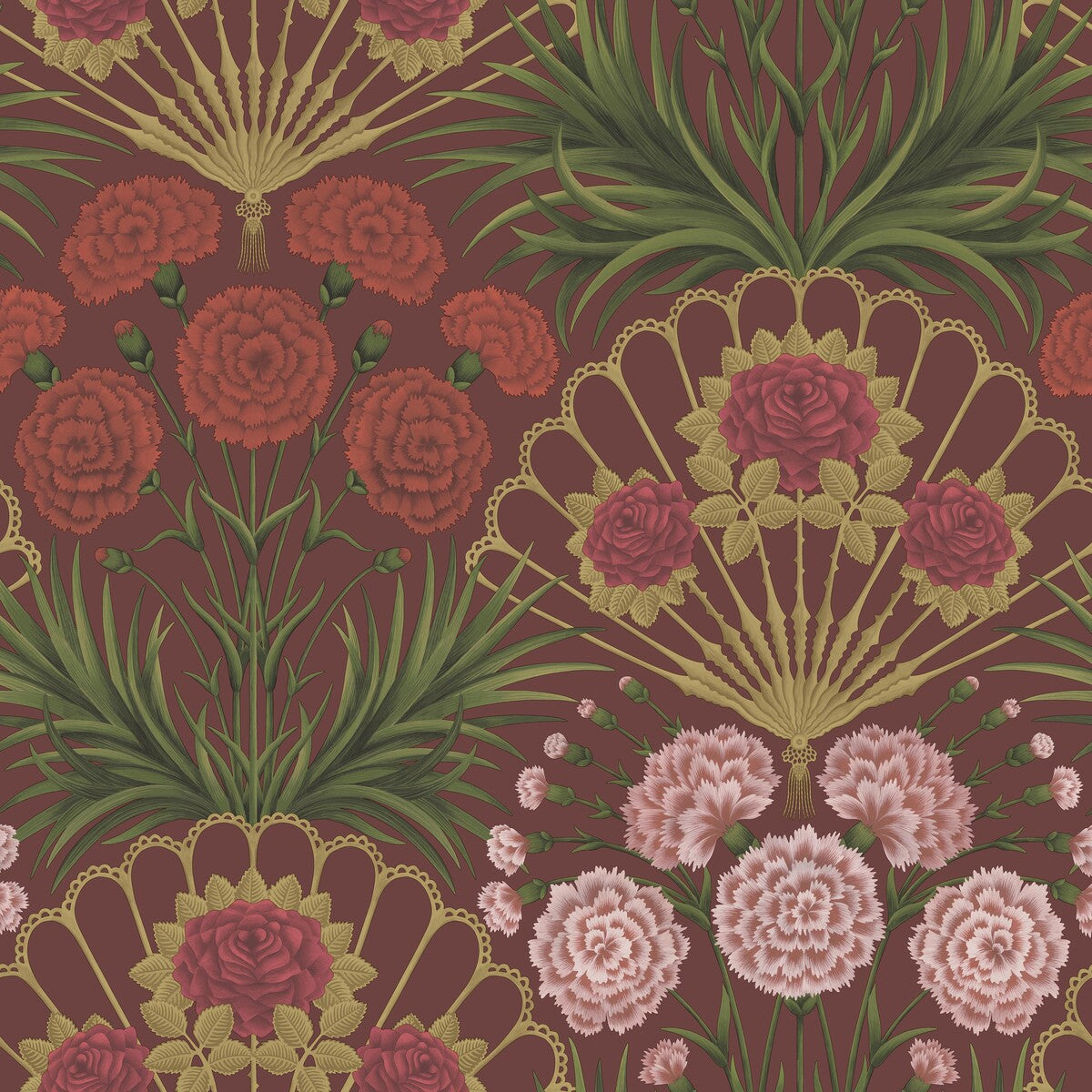 COLE & SON FLAMENCO FAN ROSE/BRT ROUGE/M GOLD/CRIMSON
