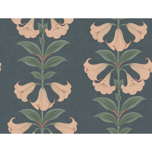 COLE & SON ANGELS TRUMPET CORAL & VIRIDIAN ON INK