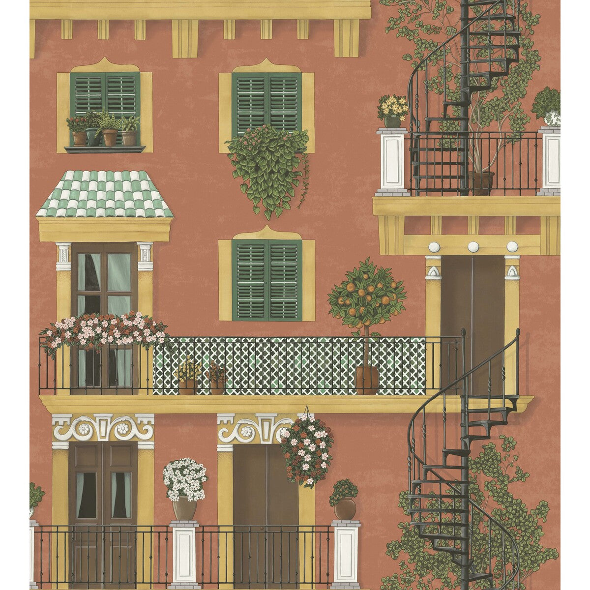 COLE & SON ALFARO OCHRE/RACING CAR GREEN/TERRACOTTA