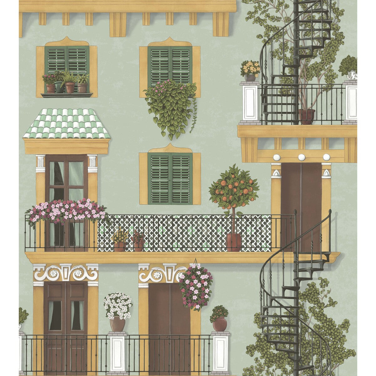 COLE & SON ALFARO DARK OCHRE & FOREST GREEN/DUCK EGG