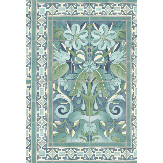 COLE & SON TRIANA TEAL & DARK TEAL ON DENIM