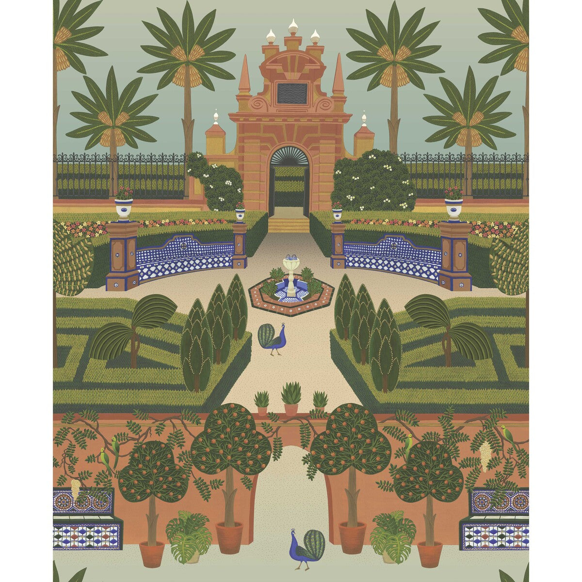 COLE & SON ALCAZAR GARDENS TERRACOTTA/SPRING GR/MULTI