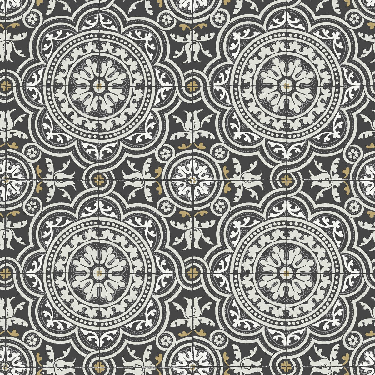 COLE & SON PICCADILLY GREY & METALLIC GOLD ON BLACK