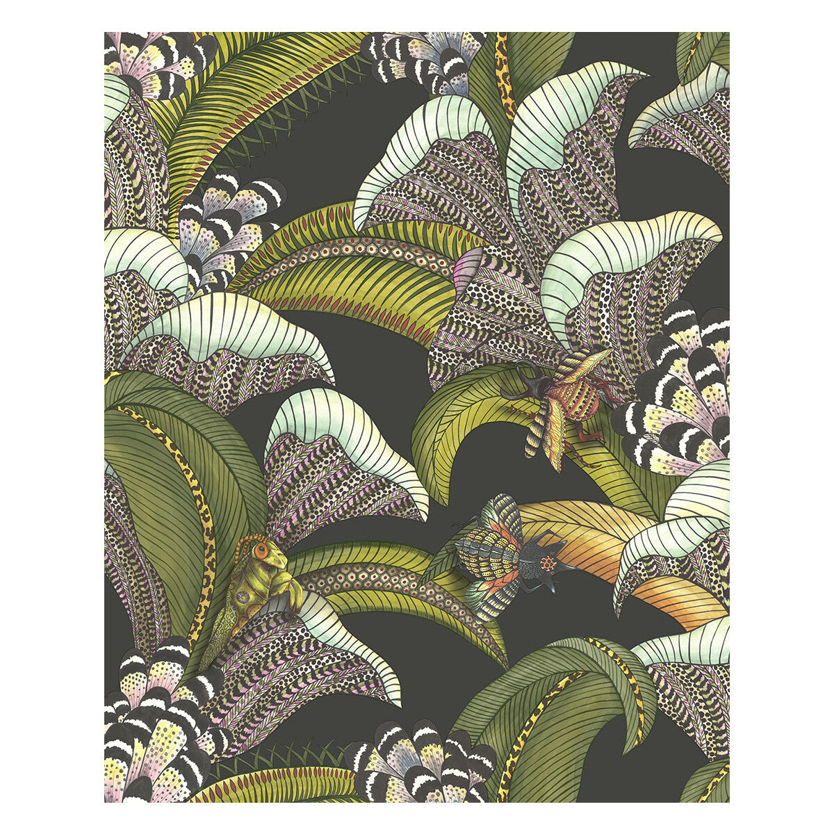 COLE & SON HOOPOE LEAVES OLIVE BLACK