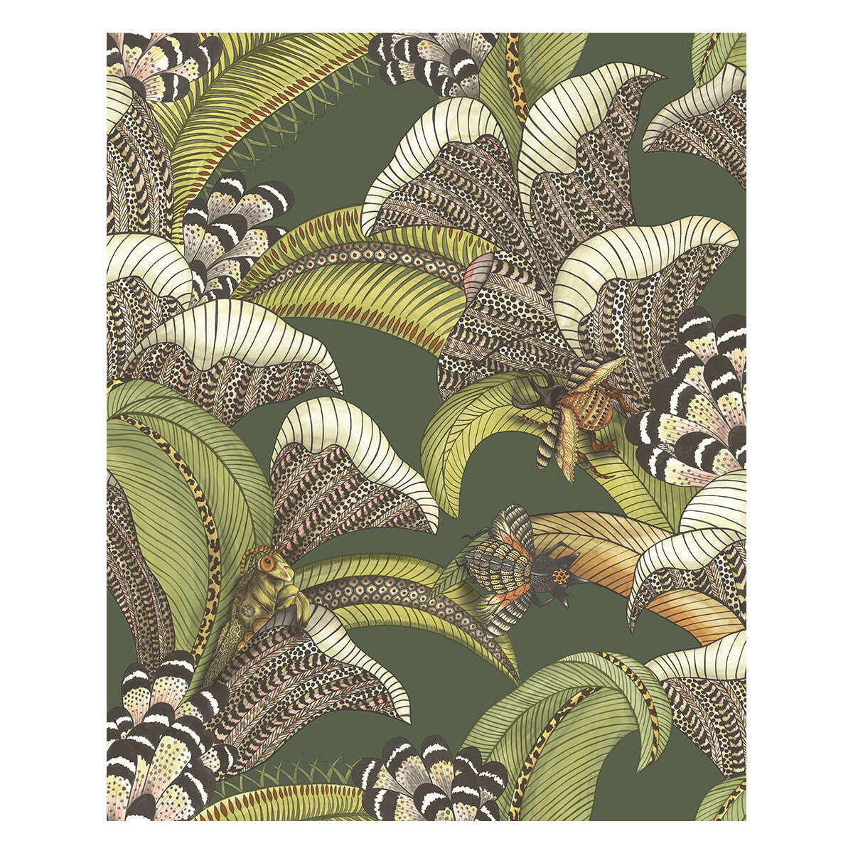 COLE & SON HOOPOE LEAVES SPRING GREEN AND CORAL