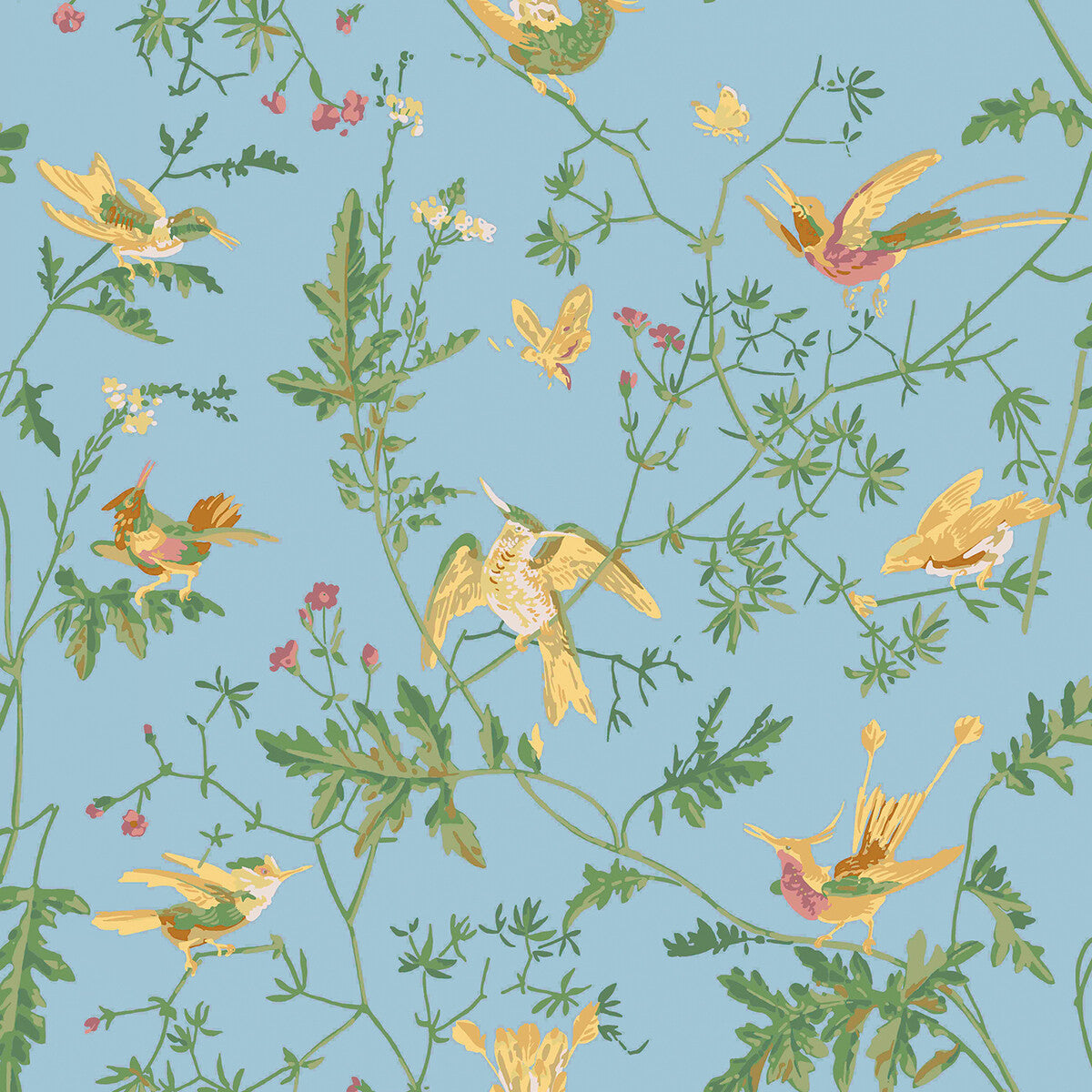 COLE & SON HUMMINGBIRDS YELLOW/BLUE