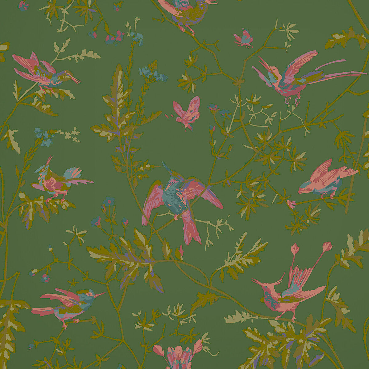 COLE & SON HUMMINGBIRDS SAGE/PINK
