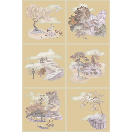 COLE & SON TILE TOILE METALLIC GILDED AUTUMNAL