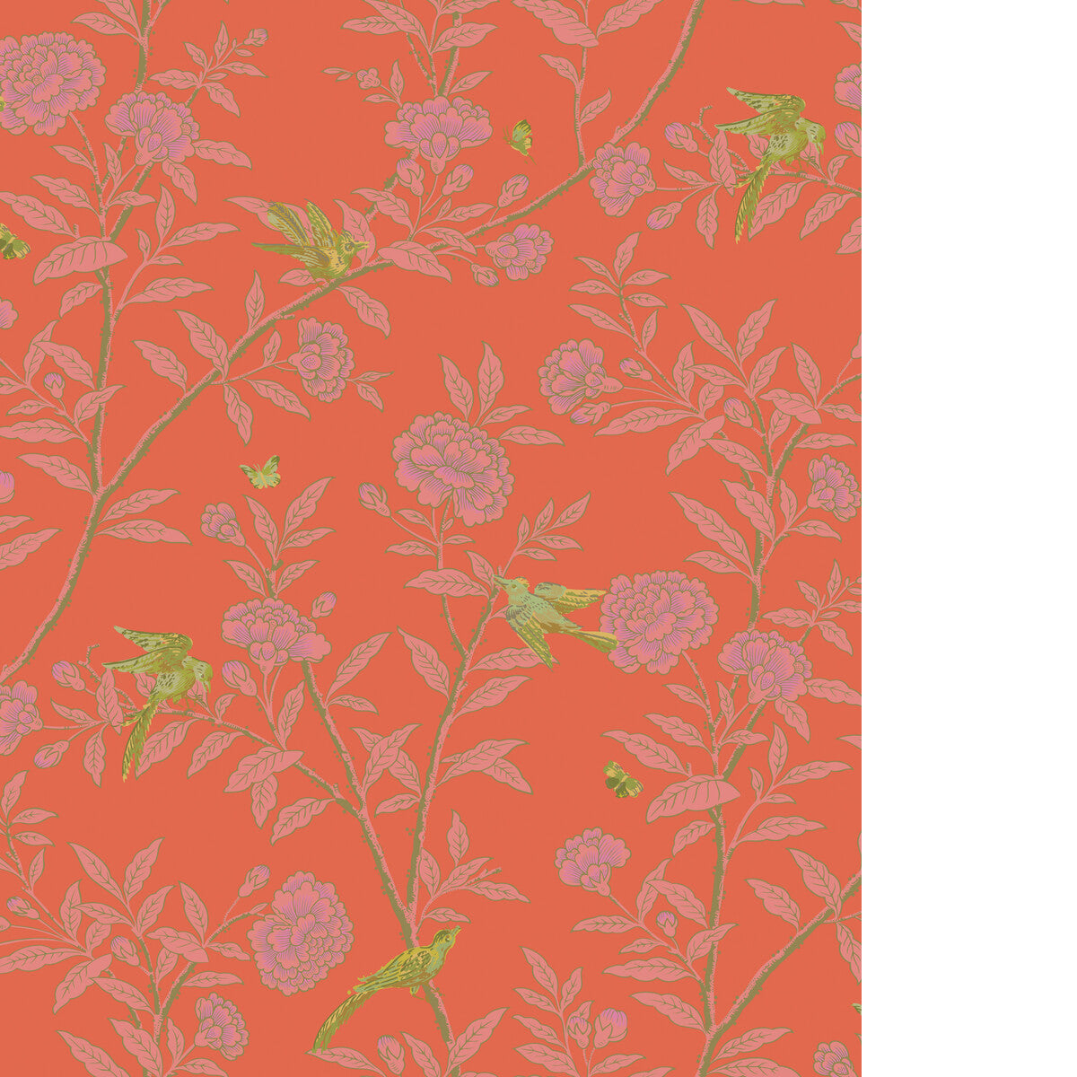 COLE & SON ROSEBERRY WITH BIRDS VERMILLION