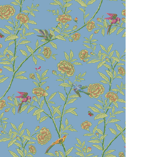COLE & SON ROSEBERRY WITH BIRDS BLUE
