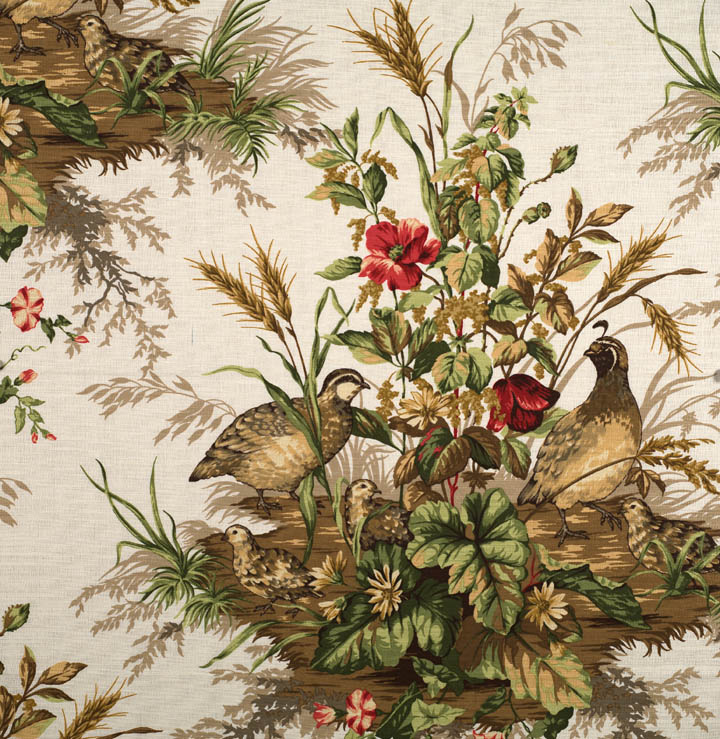 Scalamandre: Edwin's Covey Linen Print SC 0001 16310 Multi on White