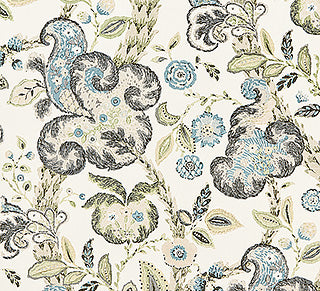 Scalamandre: Cumbria Hand Block Print SC 0002 16603 Smoke on Ivory