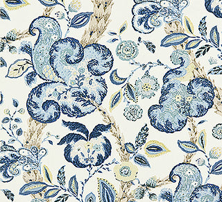 Scalamandre: Cumbria Hand Block Print SC 0003 16603 China Blue on Ivory