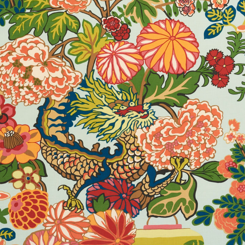 Schumacher: Chiang Mai Dragon Indoor/Outdoor 177310 Aquamarine