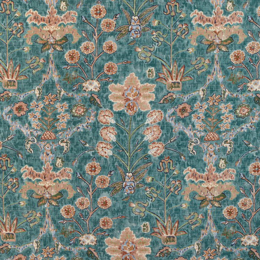 LEE JOFA KERMAN PRINT TEAL/ROSE