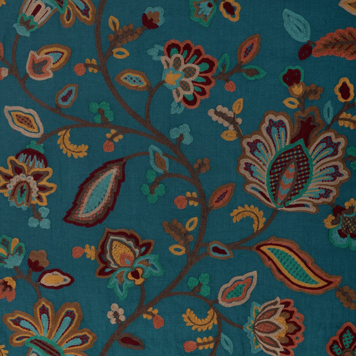 LEE JOFA WESTFIELD EMB TEAL/OCHRE