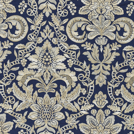 Scalamandre: Elizabeth Damask Embroidery SC 0005 27086 Indigo