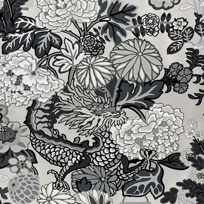 Schumacher: Chiang Mai Dragon Wallcovering 5001066 Smoke