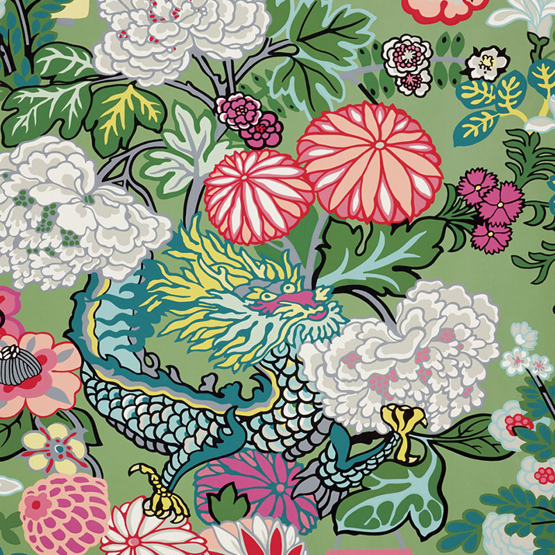 Schumacher: Chiang Mai Dragon Wallcovering 5001067 Jade