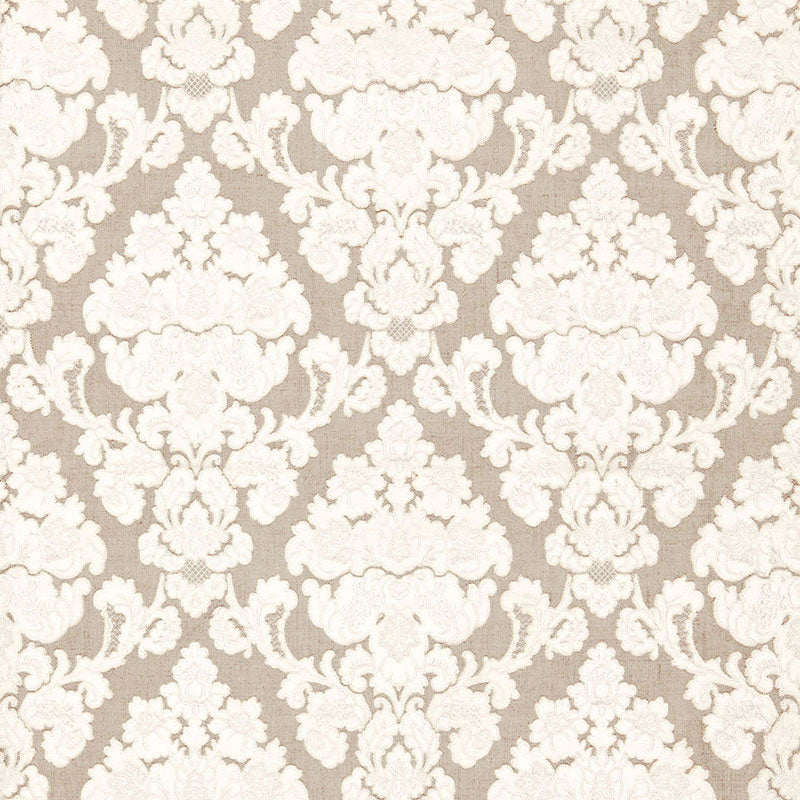 Schumacher: Montalcino Applique Damask 66590 Linen