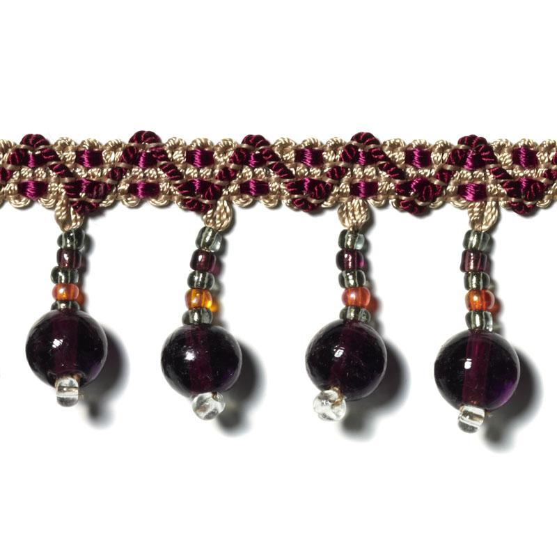 Highland Court: Sherman Oaks Trimmings 1 3/4" Fringe Glass Beaded Plum 78088H-95