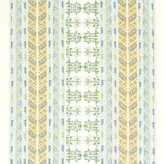Schumacher: Vinka Embroidery 79620 Mineral & Ivory