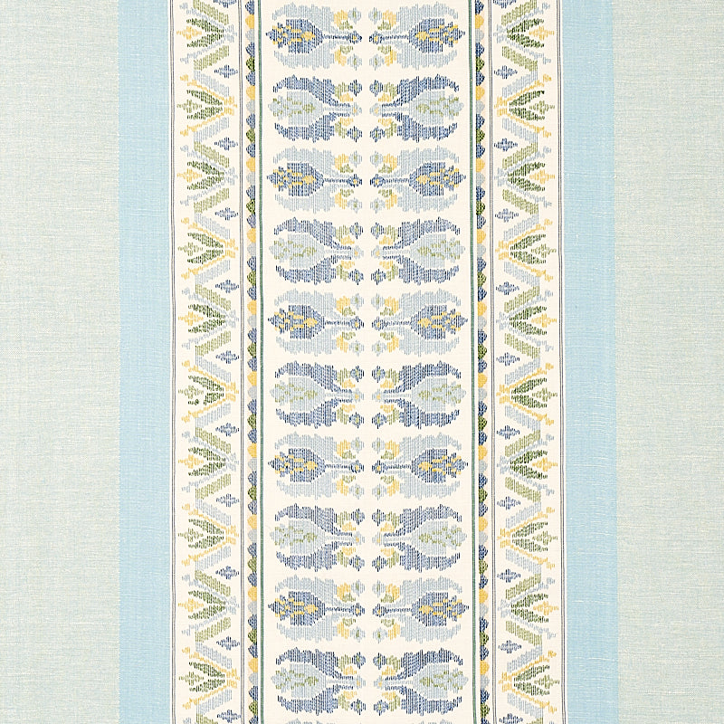 Schumacher: Sandor Stripe Embroidery 79830 Chambray